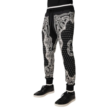 Dolce & Gabbana Black Bandana Cotton Jogger Pants