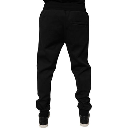Dolce & Gabbana Black Polyester Men Jogger Sweatpants Pants