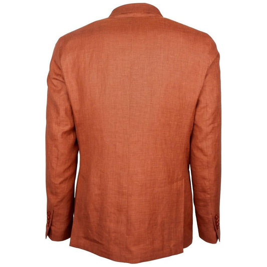 Made in Italy Brown Linen Blazer LO-14882-IT54 | XXL