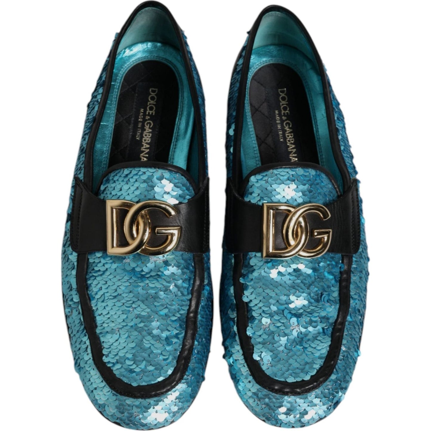 Dolce & Gabbana Blue Sequined Loafers Formal Dress Shoes MV7046-40
