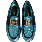 Dolce & Gabbana Blue Sequined Loafers Formal Dress Shoes MV7046-40