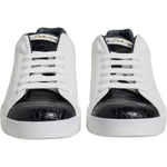 Dolce & Gabbana White Black Leather Portofino Sneaker Shoes MV7037-41.5