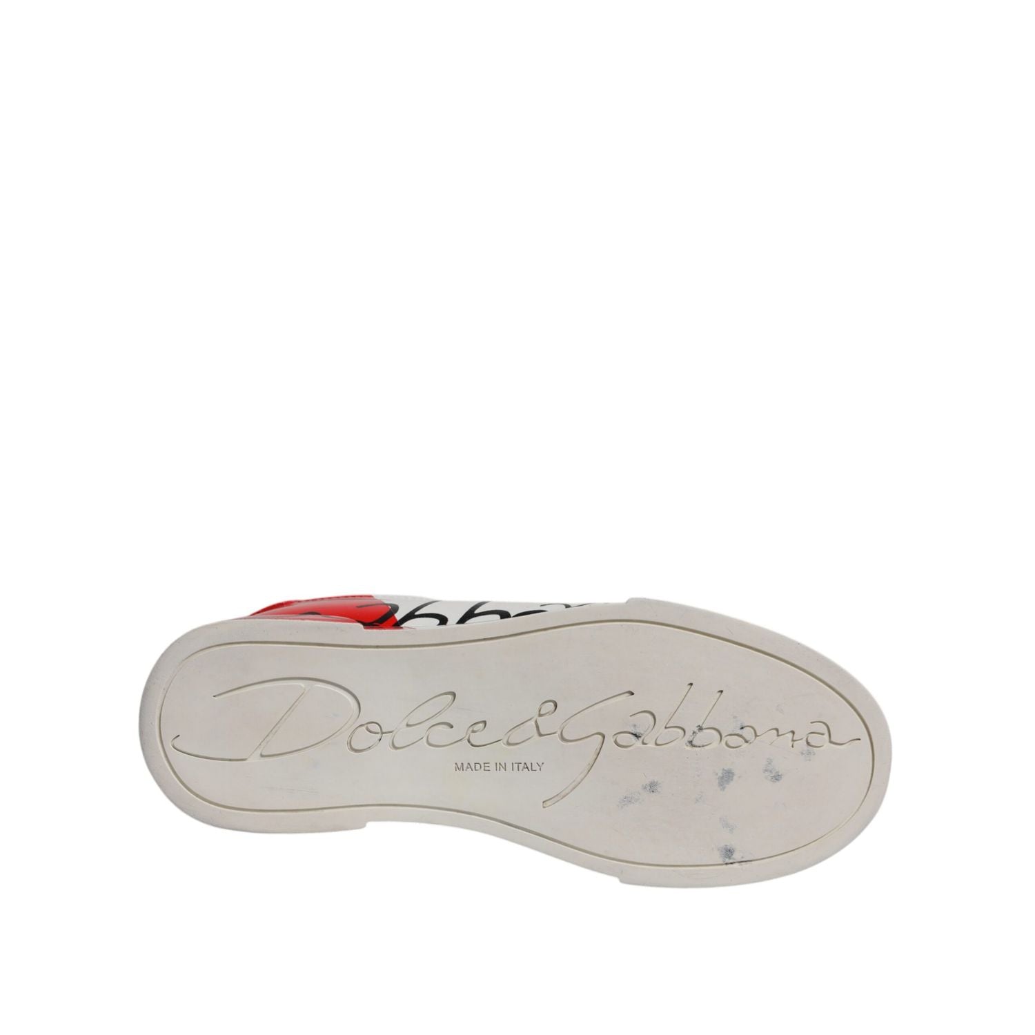 Dolce & Gabbana White Red Logo Portofino Sneakers Shoes
