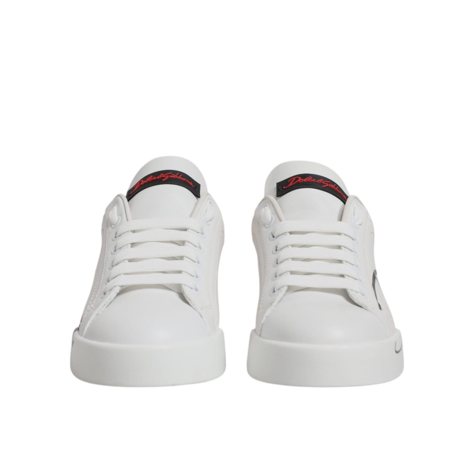 Dolce & Gabbana White Red Logo Portofino Sneakers Shoes