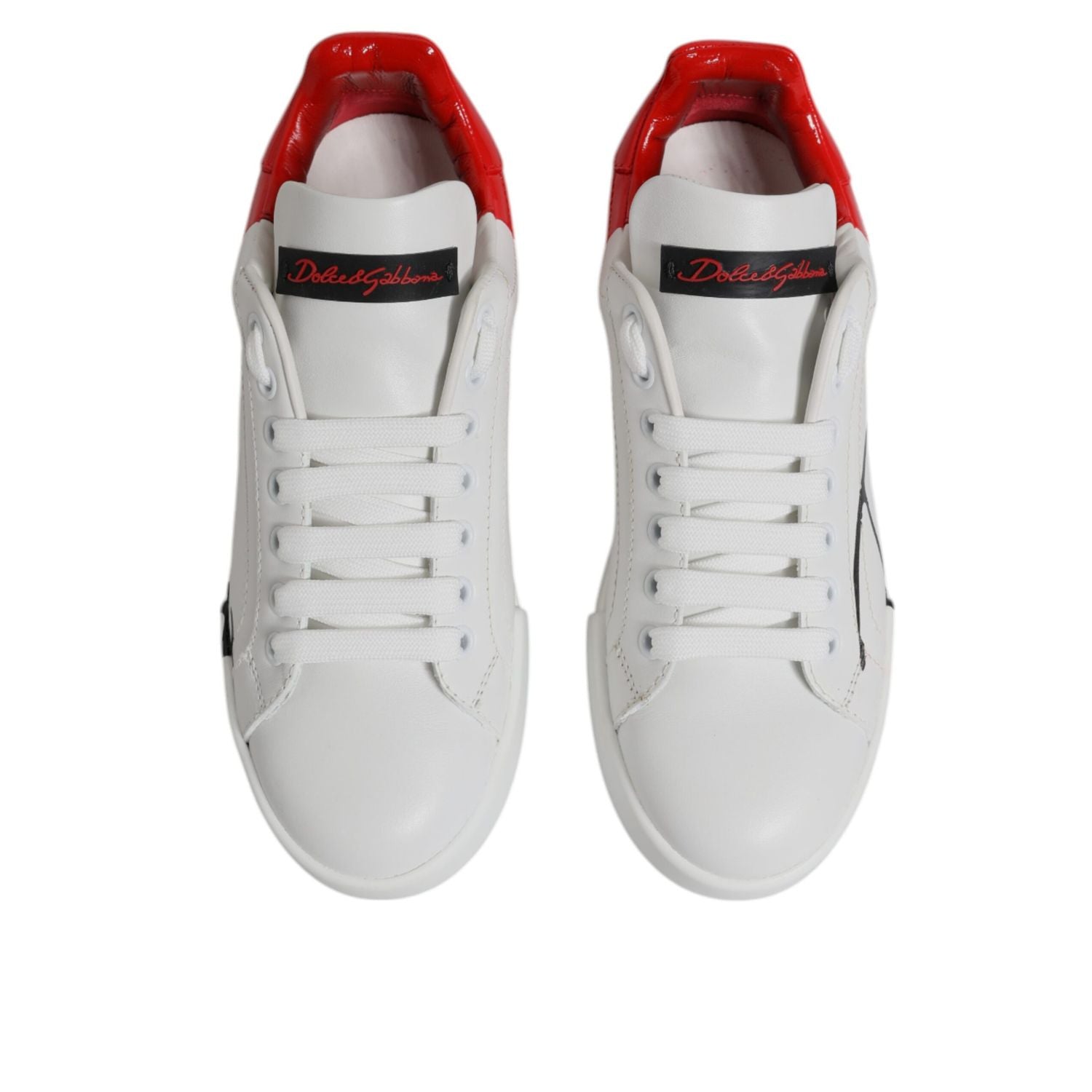 Dolce & Gabbana White Red Logo Portofino Sneakers Shoes