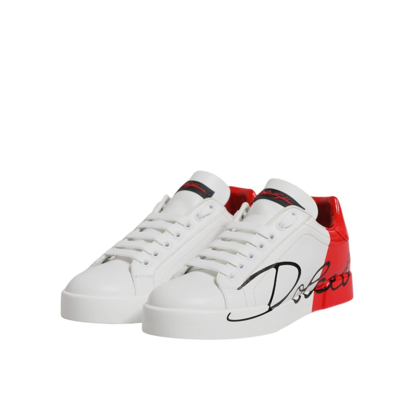 Dolce & Gabbana White Red Logo Portofino Sneakers Shoes