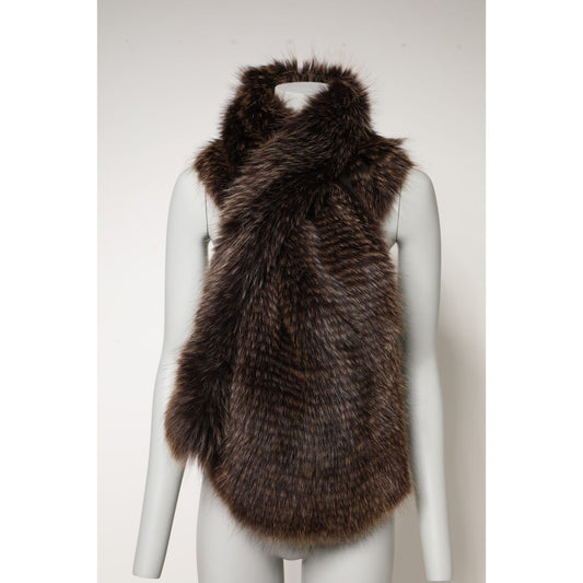 Dolce & Gabbana Brown Raccoon Fur Neck Warmer Winter Scarf MS7124