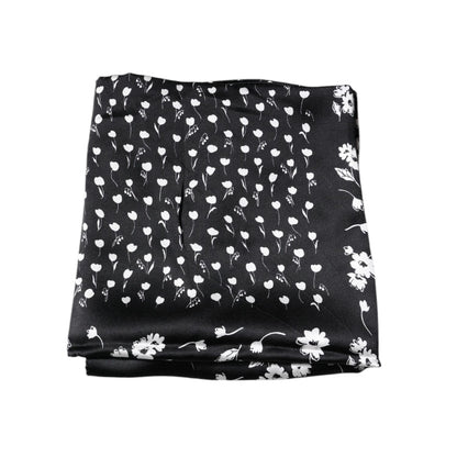 Dolce & Gabbana Black Floral Silk Square Wrap Shawl Scarf