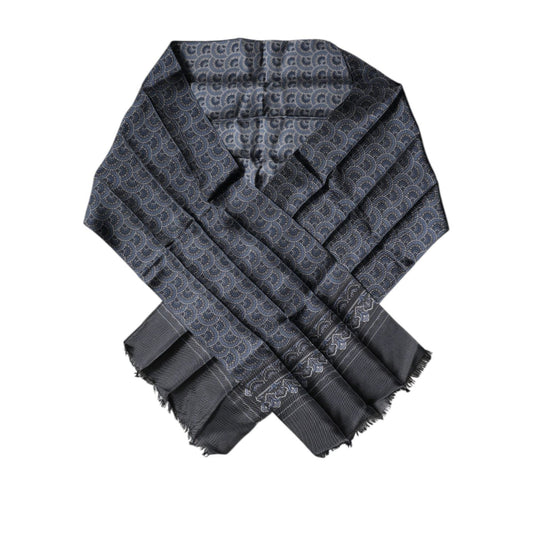 Dolce & Gabbana Dark Blue Fantasy Silk Neck Wrap Shawl Scarf