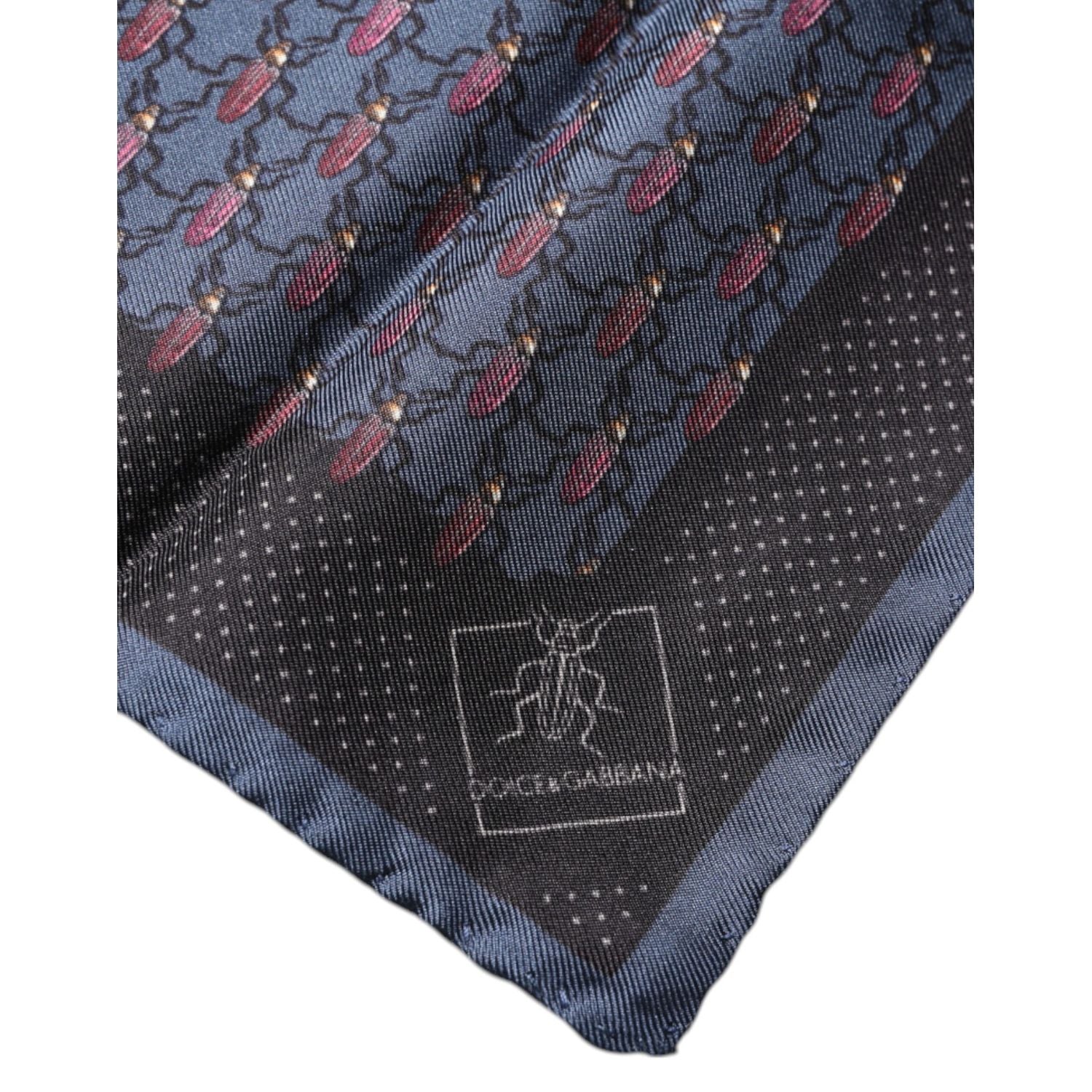 Dolce & Gabbana Dark Blue Beetle Square Handkerchief Scarf