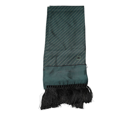 Dolce & Gabbana Dark Green Fantasy Fringes Neck Wrap Scarf