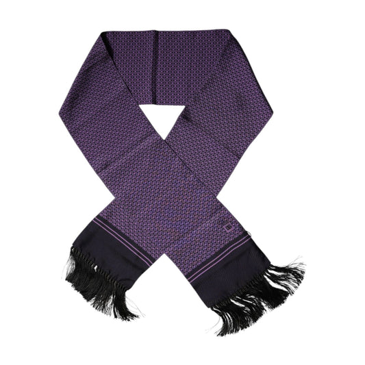 Dolce & Gabbana Purple Fantasy Silk Fringes Neck Wrap Scarf