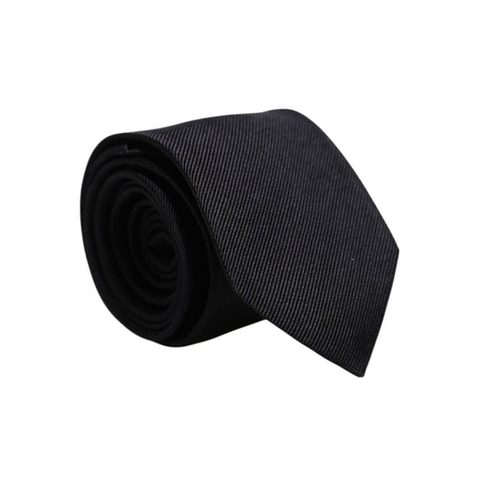 Dolce & Gabbana Black Solid Silk Adjustable Necktie Tie
