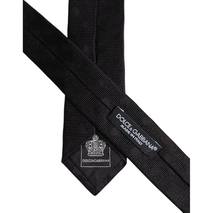 Dolce & Gabbana Black Circles Silk Adjustable Necktie Tie