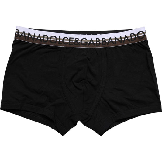 Dolce & Gabbana Black Cotton Stretch Regular Boxer Underwear