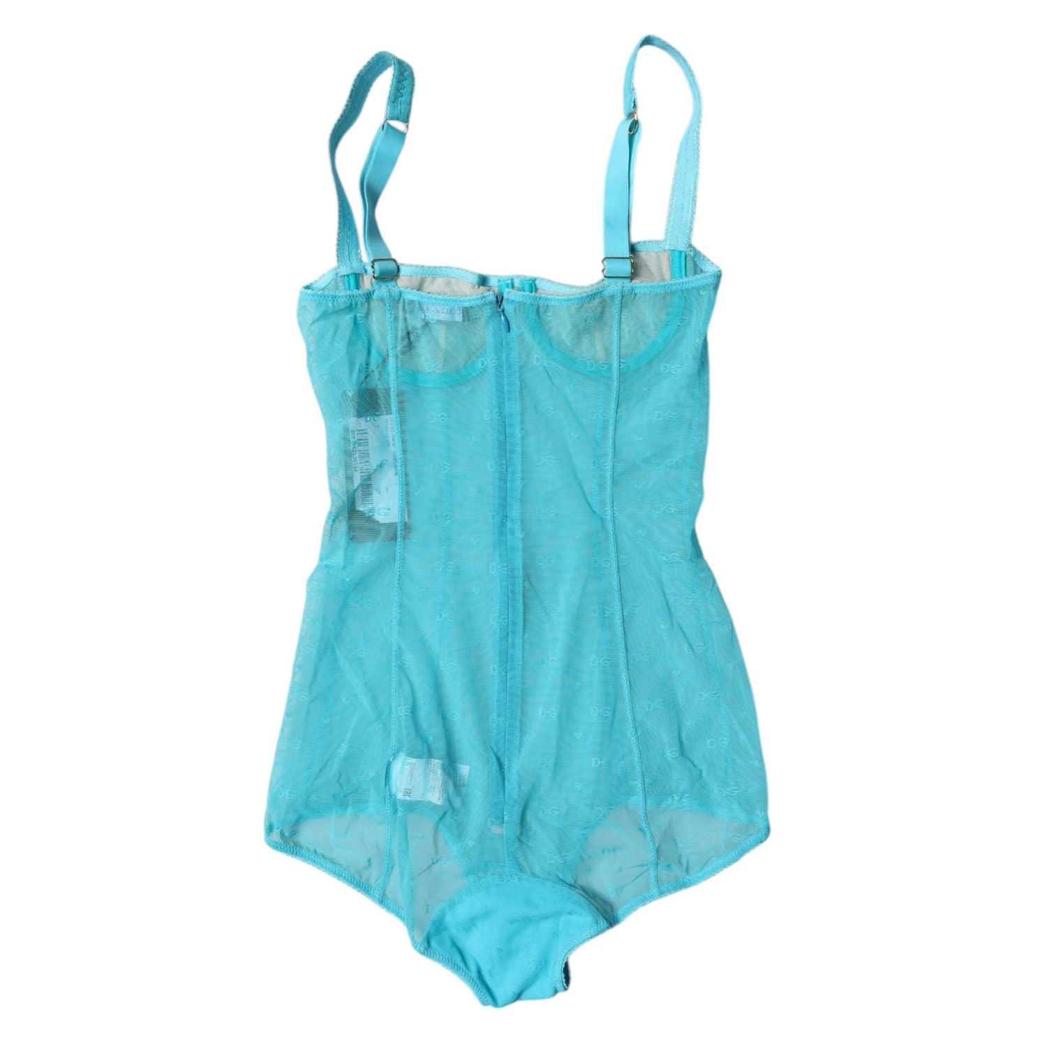 Dolce & Gabbana Blue Tulle Balconette Bra Bodysuit Underwear