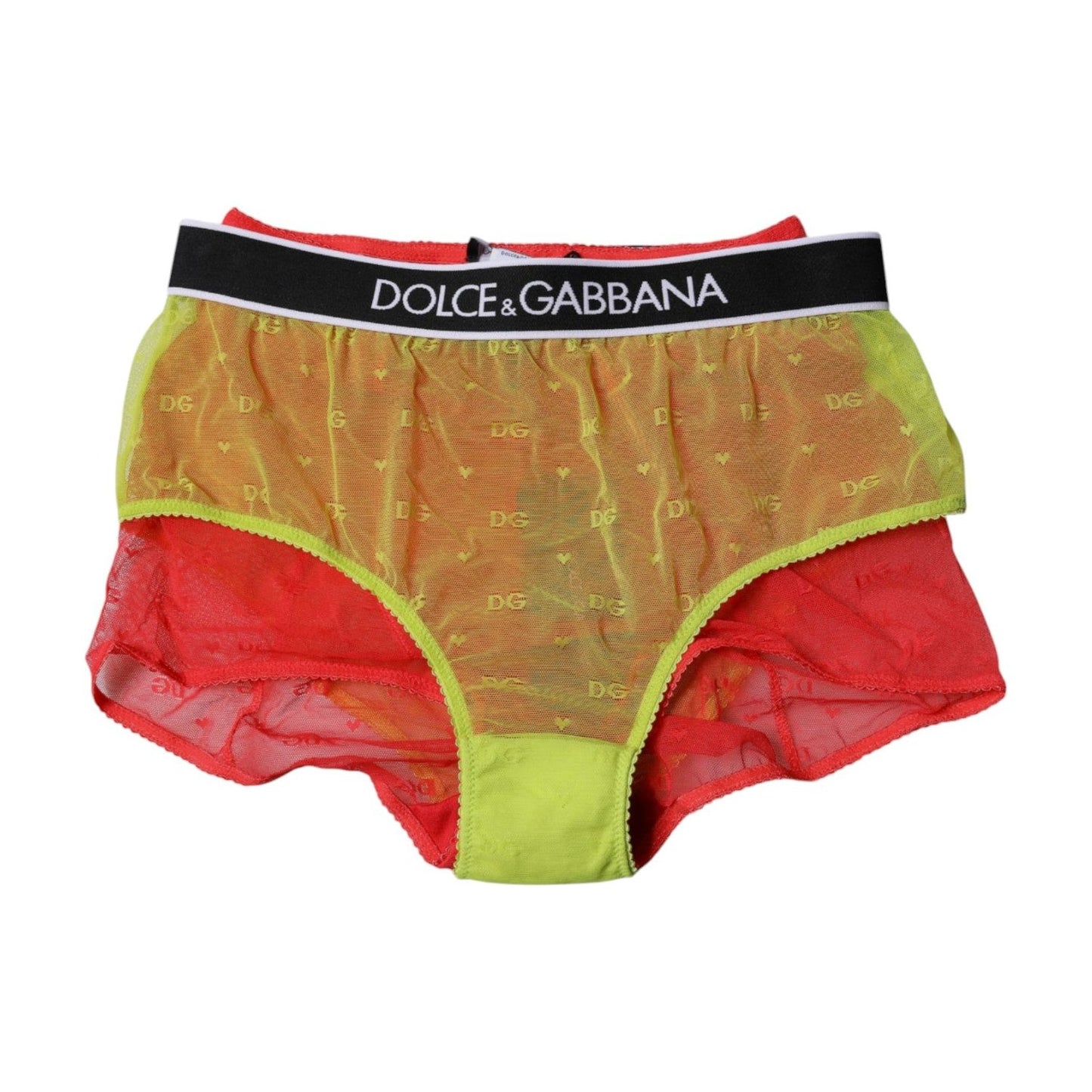 Dolce & Gabbana Red Yellow Tulle Mid Waist Panty Underwear BIK1960-2