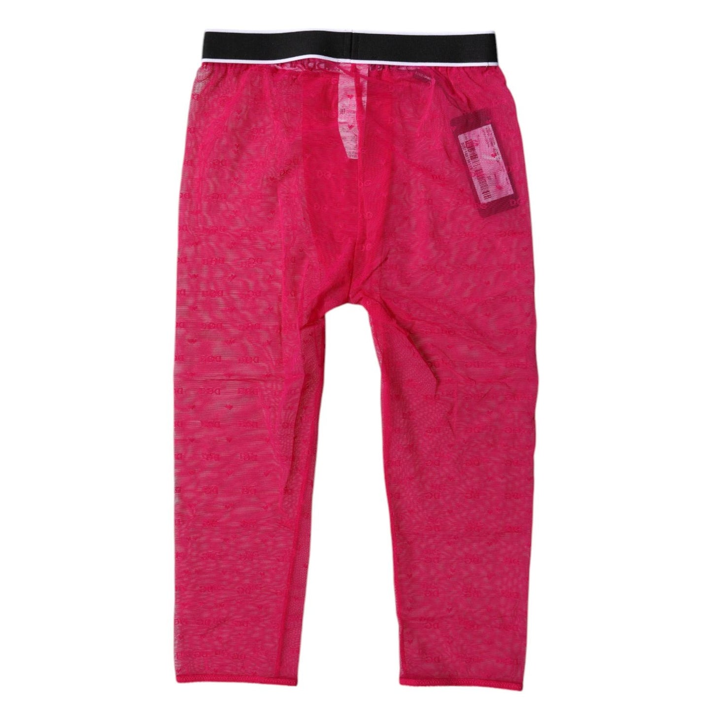 Dolce & Gabbana Fuchsia DG Logo Nylon Cropped Tights Underwear