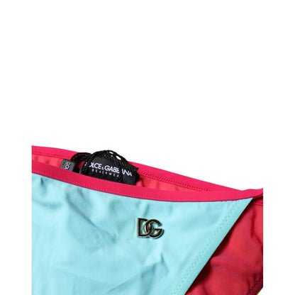 Dolce & Gabbana Multicolor Logo Swimsuit Bikini Bottom Swimwear