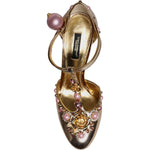 Dolce & Gabbana Gold Embellished Vally Heels Sandals Shoes LA12503-38