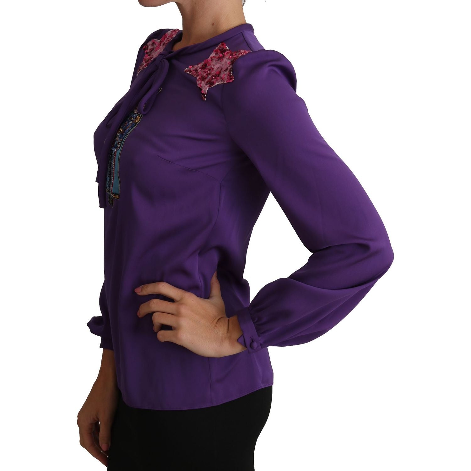Dolce & Gabbana Purple Blouse Prince  Fairy Tale Embellished  Top