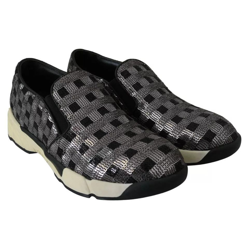PINKO Silver Black Slip-on Sequence Design Sneakers Shoes LA8326-39