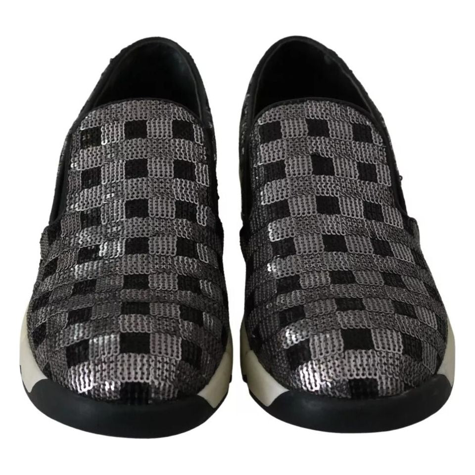 PINKO Silver Black Slip-on Sequence Design Sneakers Shoes LA8326-39