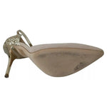 Elisabetta Franchi Beige Linen Ankle Strap High Heels Shoes