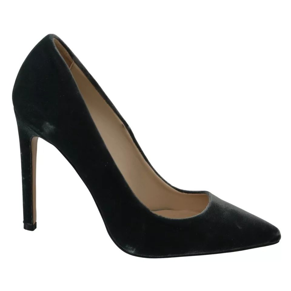 Ovyé Gray Velvet Dress Stiletto Pumps Shoes