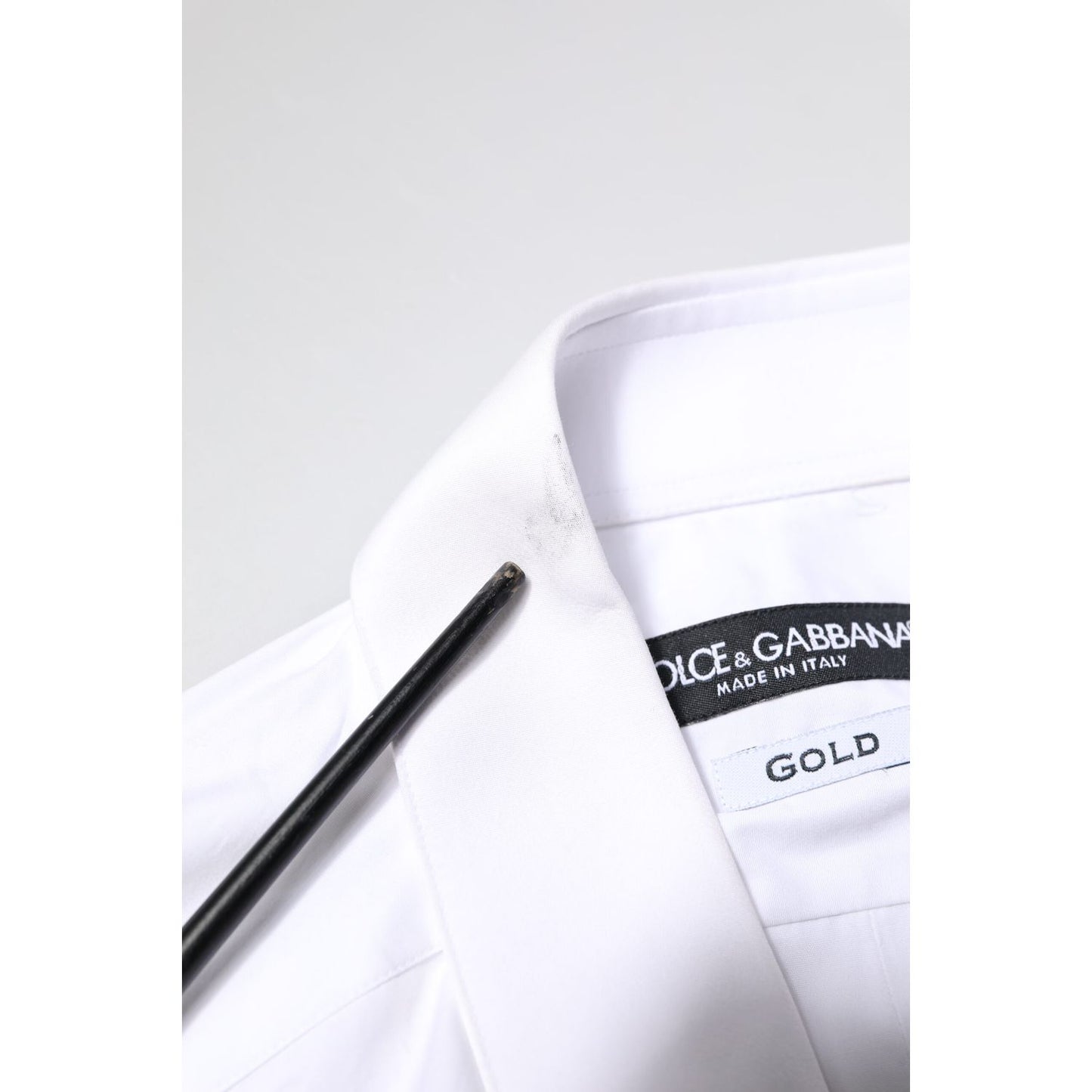 Dolce & Gabbana White GOLD Cotton Long Sleeves Men Dress Shirt