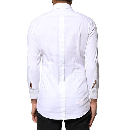Dolce & Gabbana White GOLD Cotton Long Sleeves Men Dress Shirt