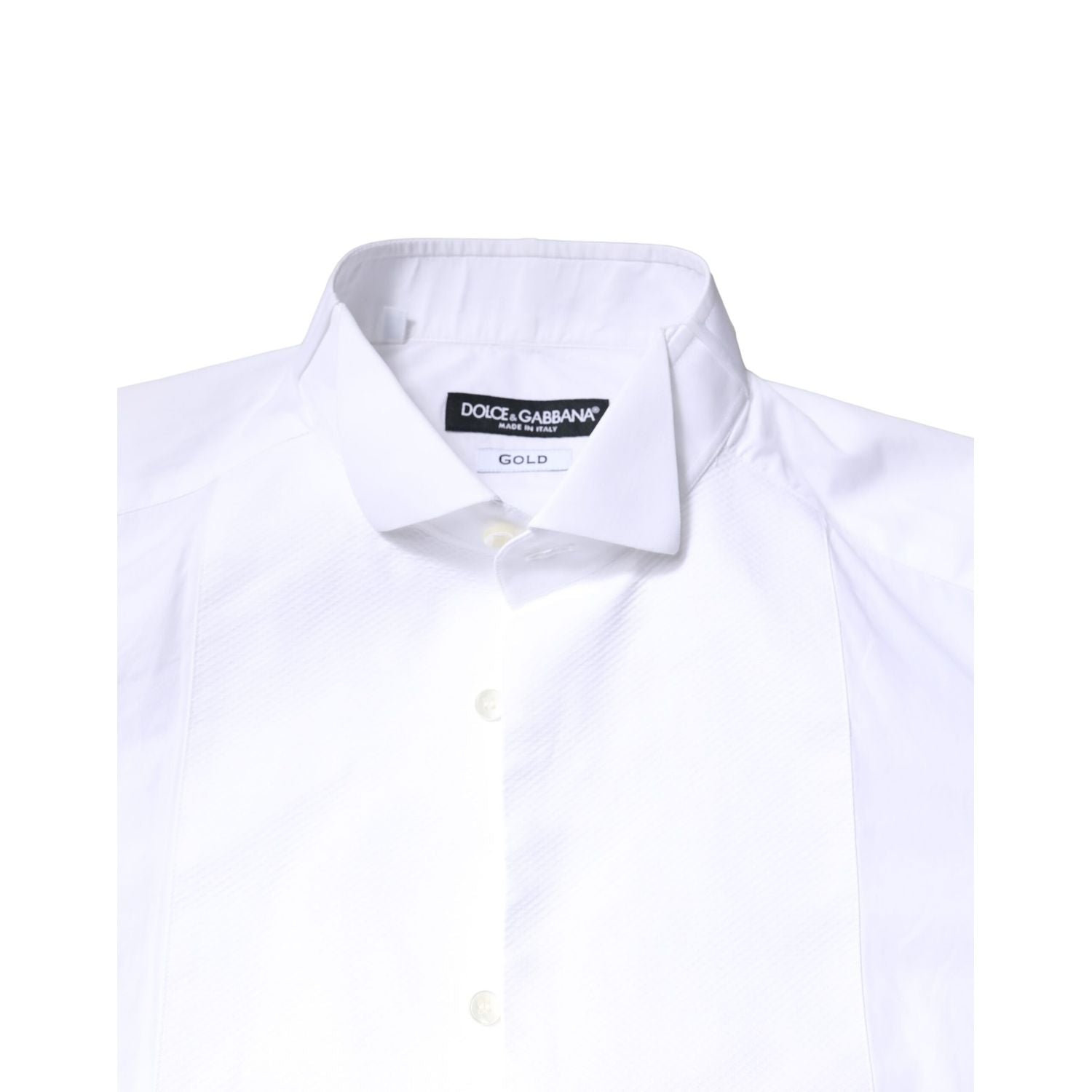 Dolce & Gabbana White GOLD CottonPoplin Bib Formal Dress Shirt