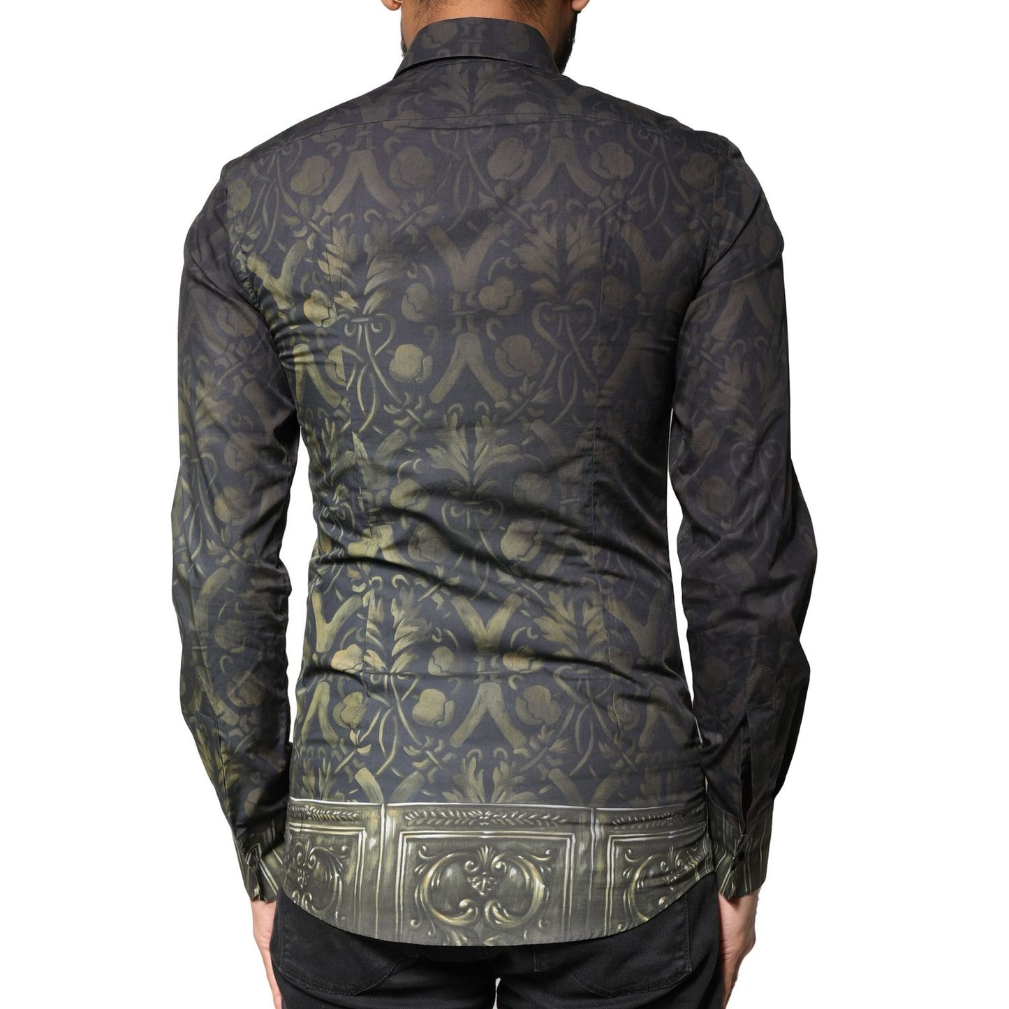 Dolce & Gabbana Black Royal Pet Portrait GOLD Dress Shirt