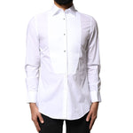Dolce & Gabbana White Cotton Poplin Bib Formal Dress Shirt