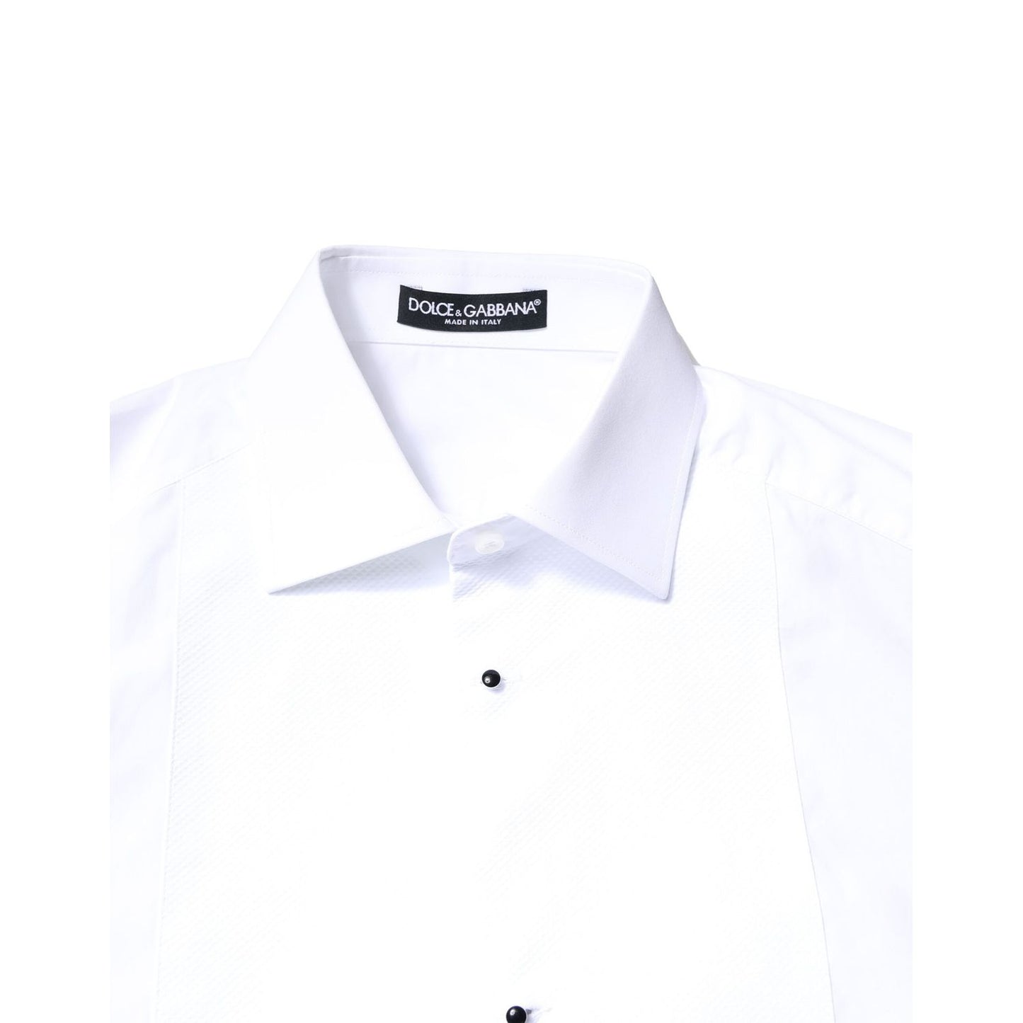 Dolce & Gabbana White Cotton Poplin Bib Formal Dress Shirt