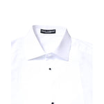 Dolce & Gabbana White Cotton Poplin Bib Formal Dress Shirt