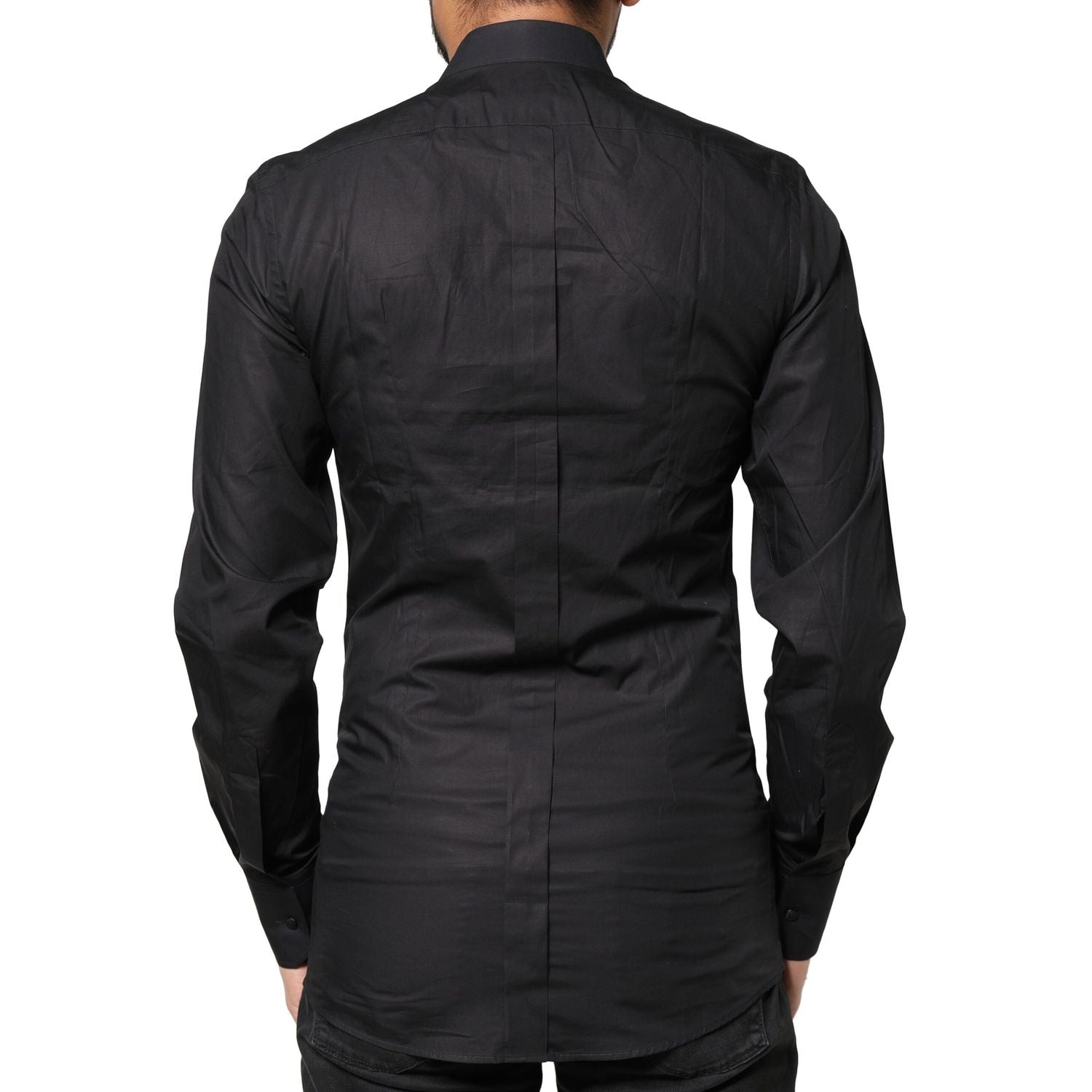 Dolce & Gabbana Black GOLD Cross Embellished Men Dress Shirt