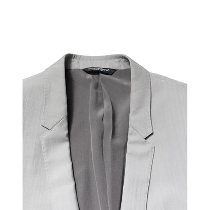 Dolce & Gabbana Light Gray Wool GOLD 2 Piece Formal Suit
