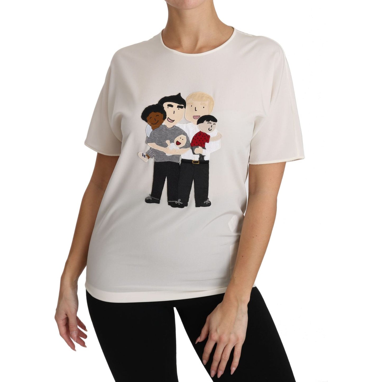 Dolce & Gabbana White Silk Stretch #dgfamily T-shirt