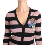 Dolce & Gabbana Pink Floral Cashmere Cardigan Sweater