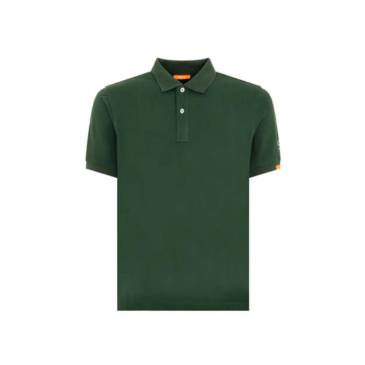 Suns Green Cotton Polo Shirt with ribbed collar, logo on sleeve, and button closure