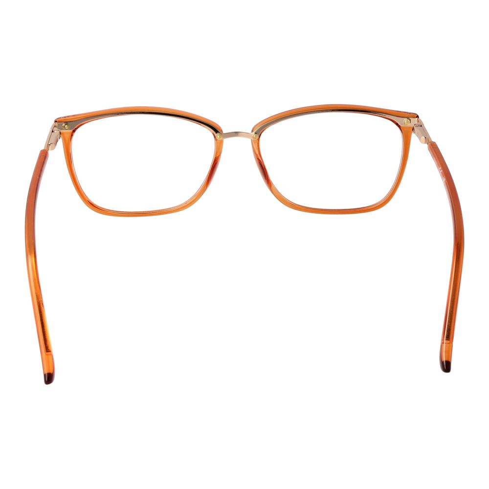 Guess Orange Women Glasses Frame, full-rim rectangle style with plastic material and spring hinge, featuring a 54mm lenses width.