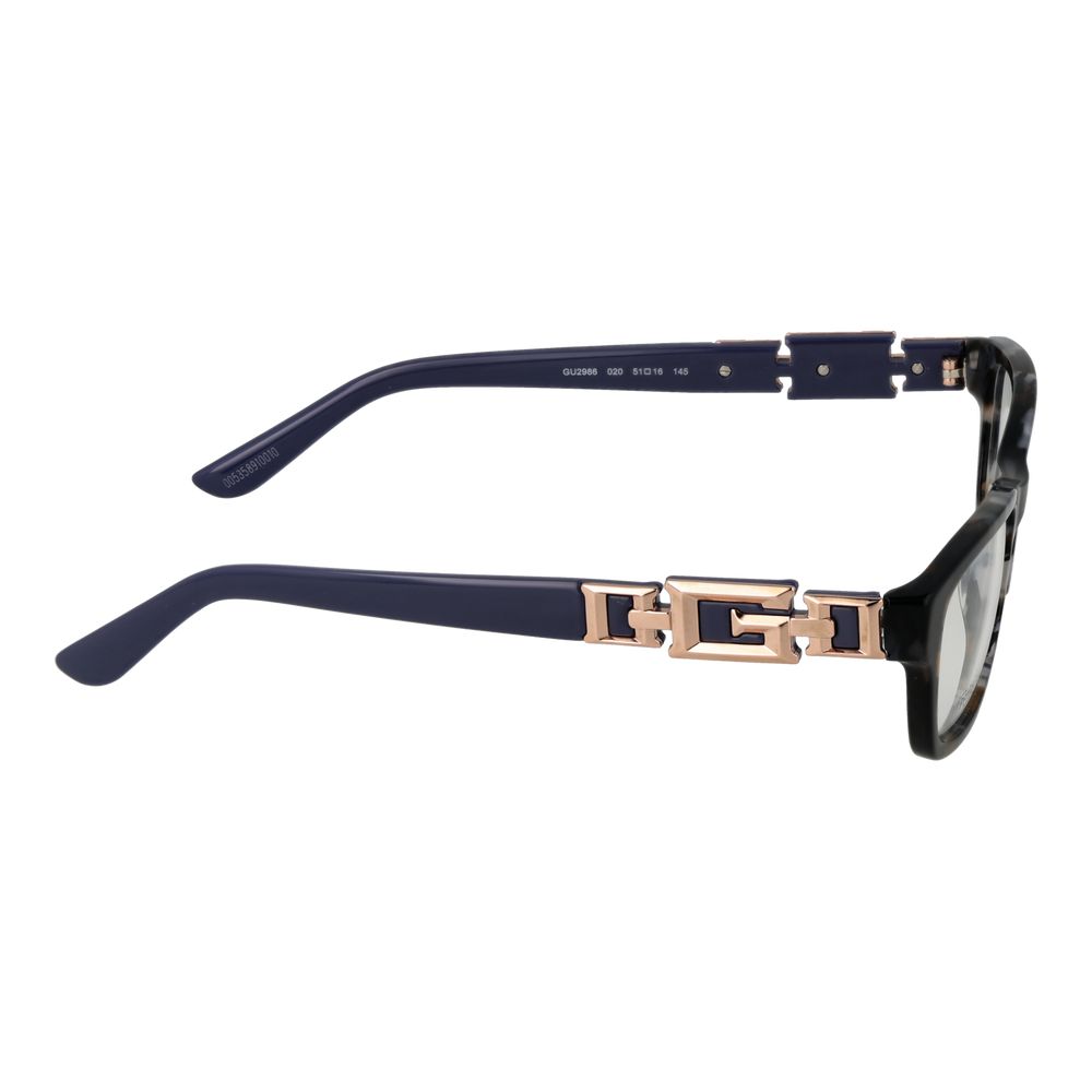Side view of Guess Gray Women Glasses Frame with acetate material and full-rim style, showcasing elegant design and branded detail.