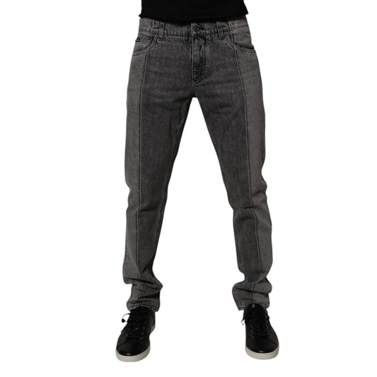 Dolce & Gabbana Two Tone Gray Cotton Denim Jeans