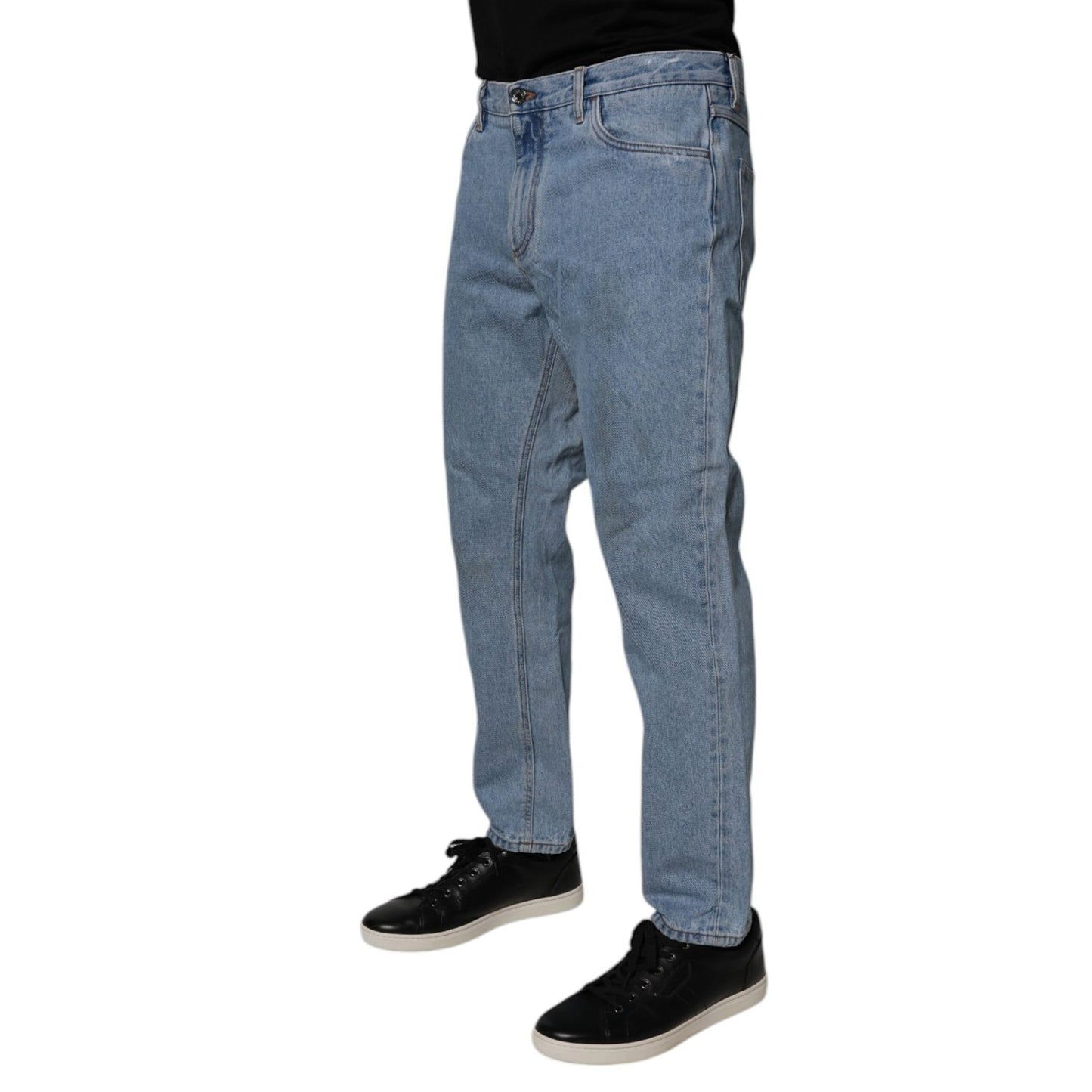 Dolce & Gabbana Blue Cotton Skinny Men Denim Mid Waist Jeans