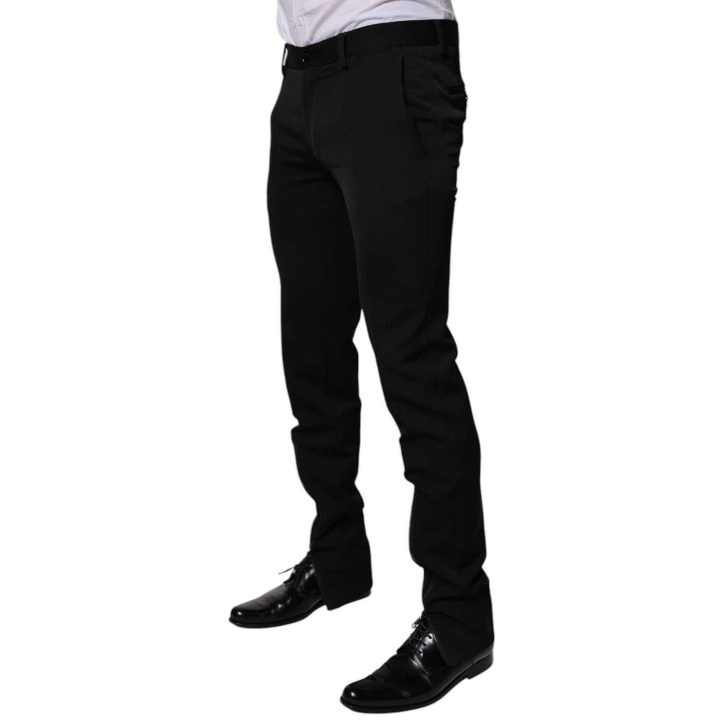 Dolce & Gabbana Black Wool Tapered Formal Dress Pants