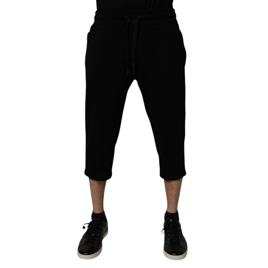 Dolce & Gabbana Black Cotton Blend Cropped Sweatpants Pants