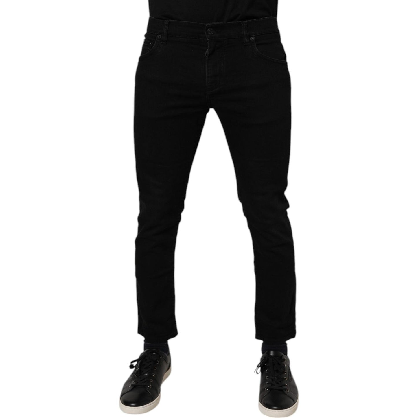 Dolce & Gabbana Black Cotton Stretch Skinny Men Denim Jeans