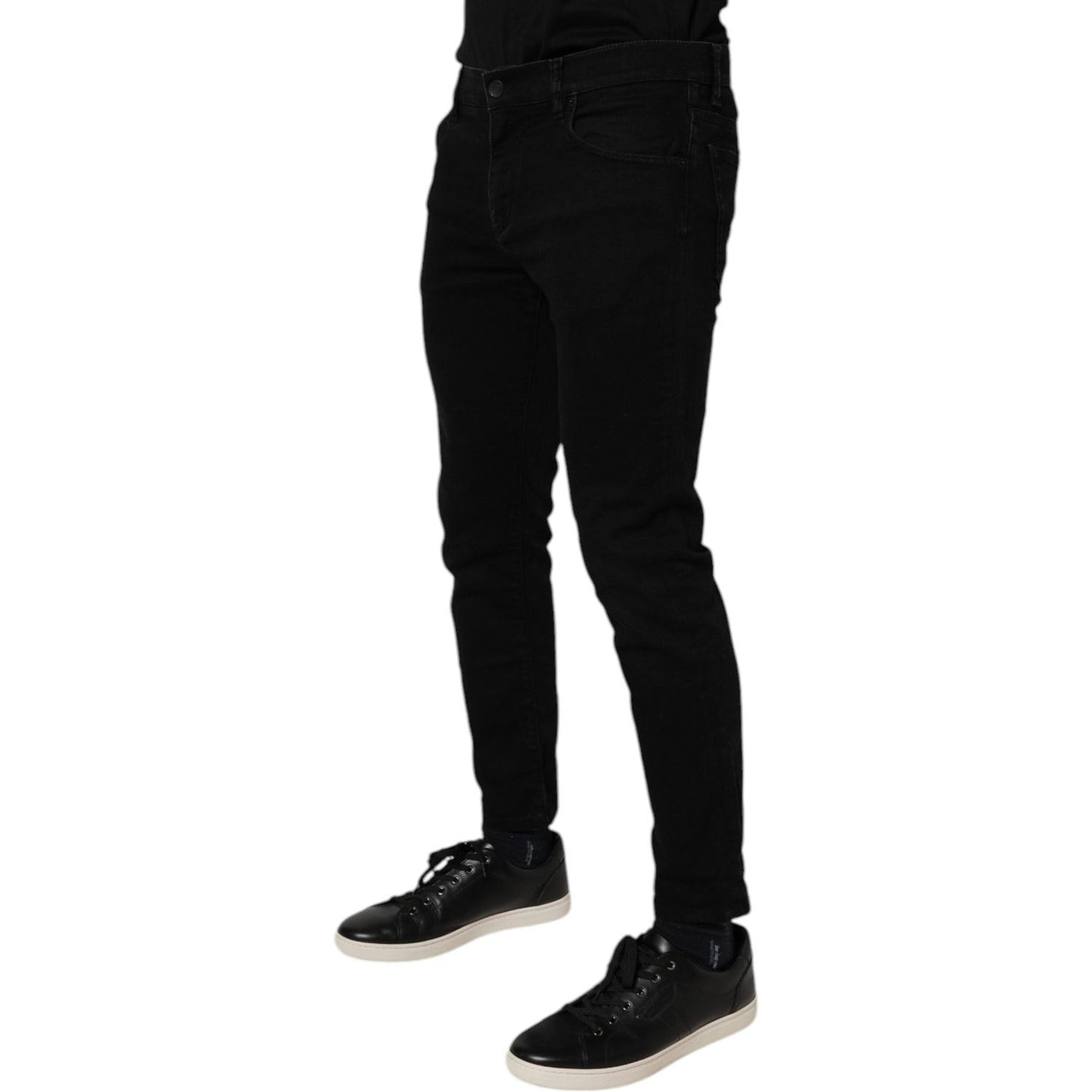 Dolce & Gabbana Black Cotton Stretch Skinny Men Denim Jeans