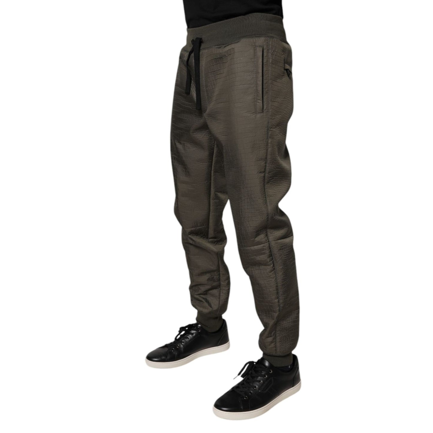 Dolce & Gabbana Brown Lambskin Leather Men Sweatpants Pants